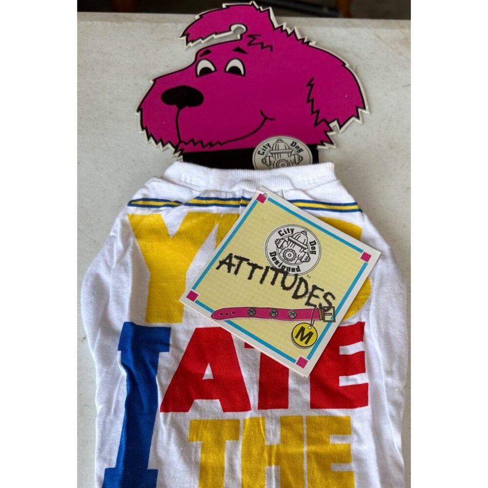 VINTAGE 1994 ATTITUDES "Ate Homework" Dog 100% Cotton T-Shirt Size M (READ) - Picture 3 of 12